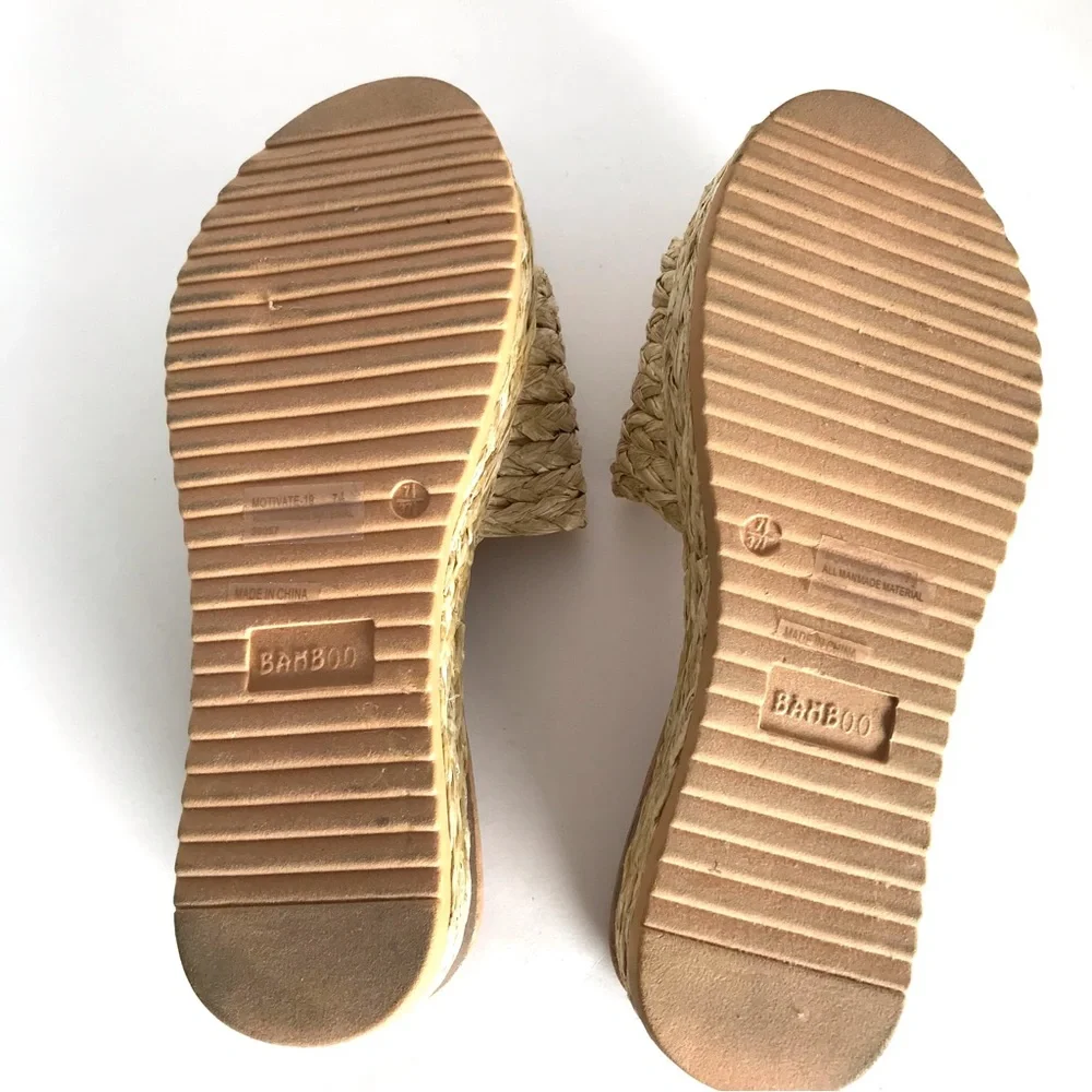 Raffia Platform Slip On Sandals (7) - Picture 12 of 13